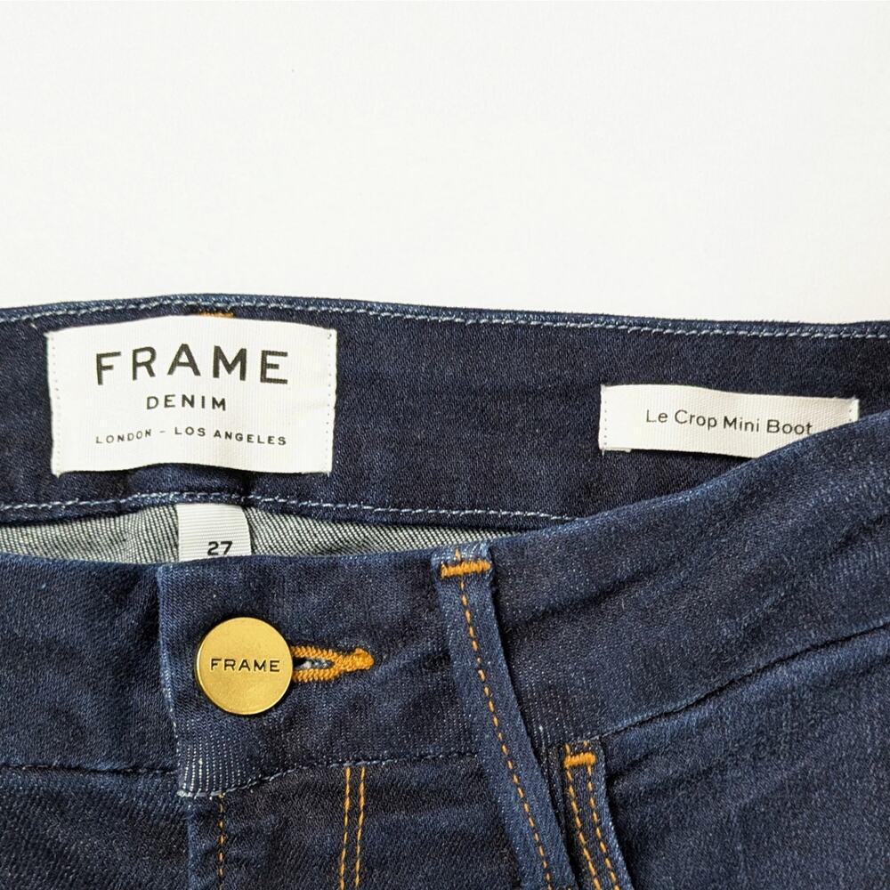 FRAME Le Crop Mini Boot Jeans 27 Cabana Dark Blue Flare 24" Inseam - Picture 2 of 10